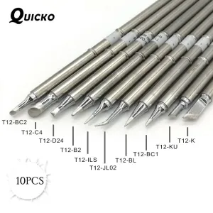 QUICKO T12 Series 10 Piece Soldering Iron Tip Set for 942 Soldering Station High Quality Rapid Heating Precision Tips