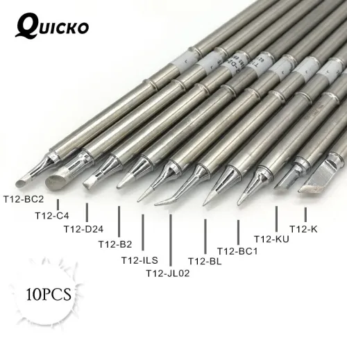 QUICKO T12 Series 10 Piece Soldering Iron Tip Set for 942 Soldering Station High Quality Rapid Heating Precision Tips
