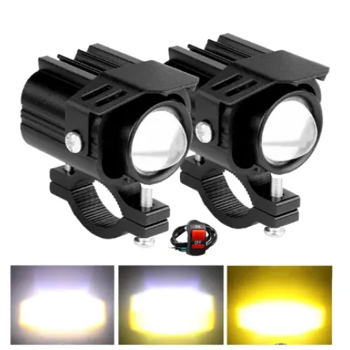 2PCS 9-32V Headlight Fog Flash Light Spotlight LED Light Yellow White For Car Motorcycle