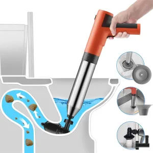 High-Pressure Electric Toilet Plunger Lithium Battery-Powered Drain Unclogger for Bathroom Floors Showers Heavy Duty Clog Remover