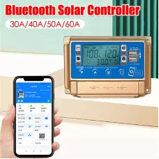 30/40/50A/60A Bluetooth Solar Panel Controller 2 USB Digital Display LCD Screen 12V/24V MPPT Solar Charge Controller