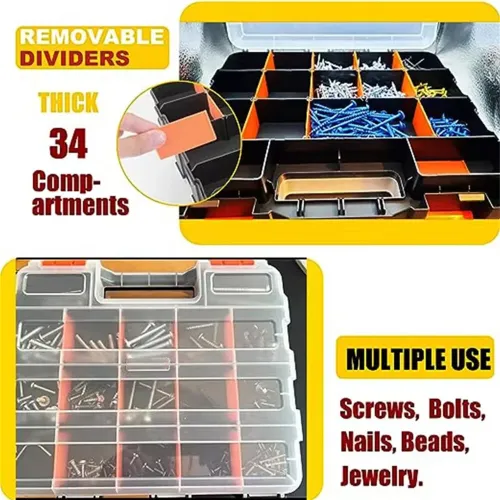 Plastic Parts Storage Box Dual-Sided High-Quality Wear-Resistant Impact-Resistant Transparent Cover Customizable Compartments Professional Toolbox