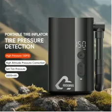 ROCKBROMini Electric Bike Air Pump 150PS5000mAh Type-Rechargeable LEDigital Display Portable Lightweight Cycle Car Motorbike Football Inflator