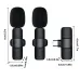 K9Wireless Lavalier Microphone Audio Recording Mic Type-C Charging Portable Noise Canceling Microphone for iPhone PC Tablet Camera