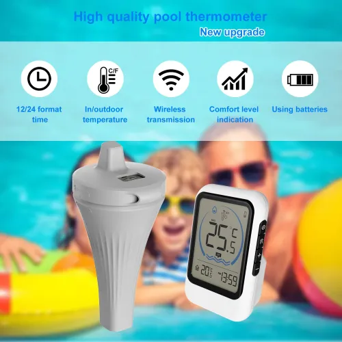 MK8007A Wireless Digital Pool Thermometer Floating Sensor LCD Display Indoor Outdoor Water Temperature Monitor Aquarium Bath Tub Spa