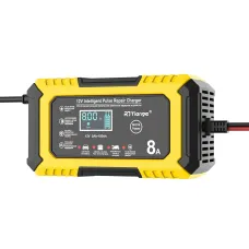 RJTianye 12V 8A 4ah-150ah Intelligent Pulse Repair Charger 110-230V AC Car Motorcycle Battery Charger LiFePO4 Charger Digital LCD Display