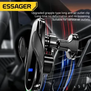 ESSAGER A4 15W 10W 7.5W 5W Wireless Car Phone Holder Charger Car Air Vent Clamp Bracket for iPhone 13 14 14 Pro 14Pro Max for Xiaomi 13pro for Huawei Mate50