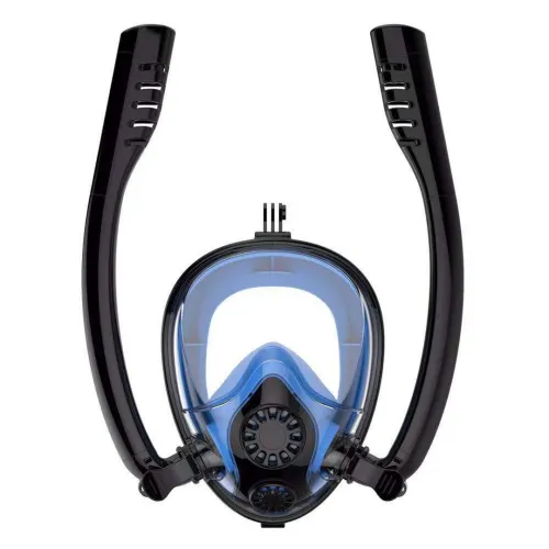 Double Tube Waterproof Anti-fog Goggles 180 Panoramic Full Face Swimming Goggles Fully Dry Snorkel Goggles for Diving