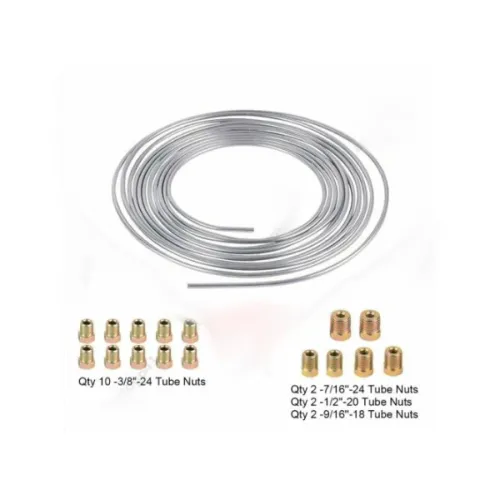 25Ft Coil Roll of 3/16"OD Steel Zinc Brake Line Fuel Tubing Kit with 16 Fittings Replacement Accessories