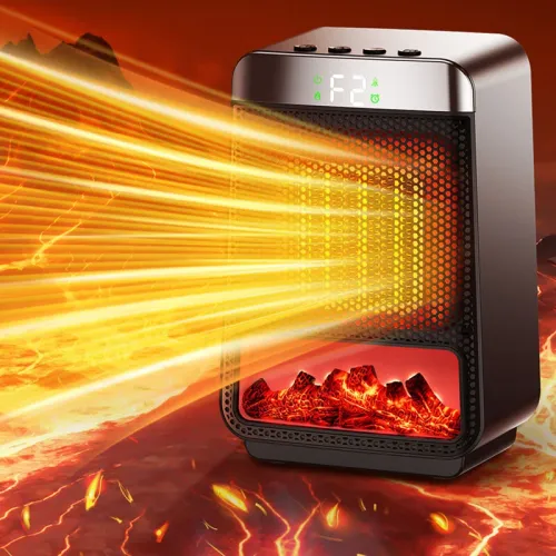 Portable Desktop Electric Flame Heater 1500W Mini Fast Heating PTC Ceramic Space Fireplace Winter Household Small Electric Heater