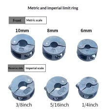 3Pcs MM/Inch Drill Bit Stop Collar Set Zinc Alloy High Precision Depth Control 6mm-10mm 1/4-3/8 Inch Wrench Included Tool Accessories