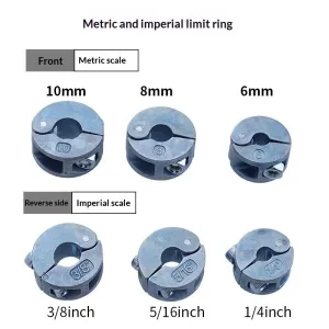 3Pcs MM/Inch Drill Bit Stop Collar Set Zinc Alloy High Precision Depth Control 6mm-10mm 1/4-3/8 Inch Wrench Included Tool Accessories