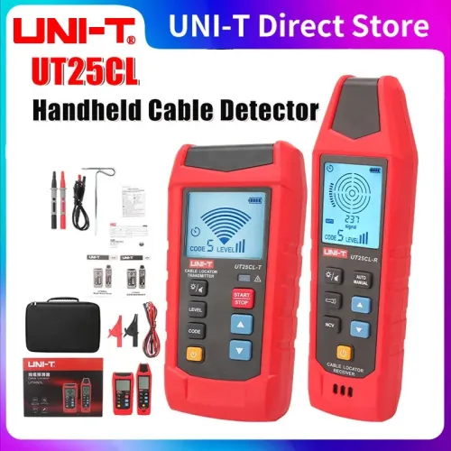 UNI-T UT25CL-T Handheld Cable Locator 33KHz Signal Frequency 8V-480V Voltage Test LCD Display CAT III 480V for Underground Cable Path Tracing