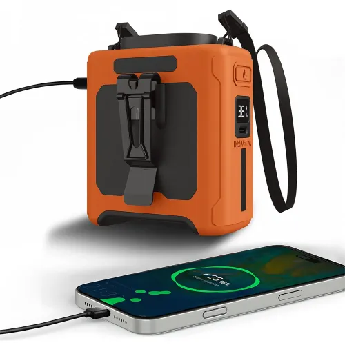 IPRee Portable Waist Fan 10000mAh USB Rechargeable Fan Outdoor Waist Clip Camping Fan Mini Hang Neck Fan with LELight and Power Bank for Sports, Outdoor Work