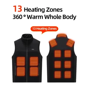 TENGOO HZ-13 13 Areas Heating Vest Zipper Adjustable Size 3-Gears Heated JacketsUSB Electric Thermal Clothing Winter Warm Vest Outdoor Heat Coat Clothing
