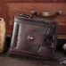 BULLCAPTAIN Genuine Leather Bifold Men Zipper Wallet RFID Blocking Mutil Card Holder Coin Purse Small Cash Clip
