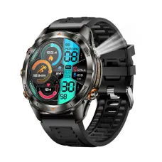 SENBONO KT80 1.46-inch HD Screen SOS Flashlight UV Light 3ATM Waterproof Heart Rate Blood Oxygen Monitor Sleep Monitoring Multi-sport Modes Smart Watch