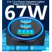 67W 3-Port USB PD Car Charger Adapter USB-A+2USB-C PD3.0/2.0 QC4.0+/03.0/2.0 Support PPS FCP AFC DCP BC1.2 Fast Charging with Blue LED for iPhone 16 16 Pro 15 14 13 Pro Max for Huawei Pura X for Xiaomi 15pro for Samsung Galaxy S25 Ultra