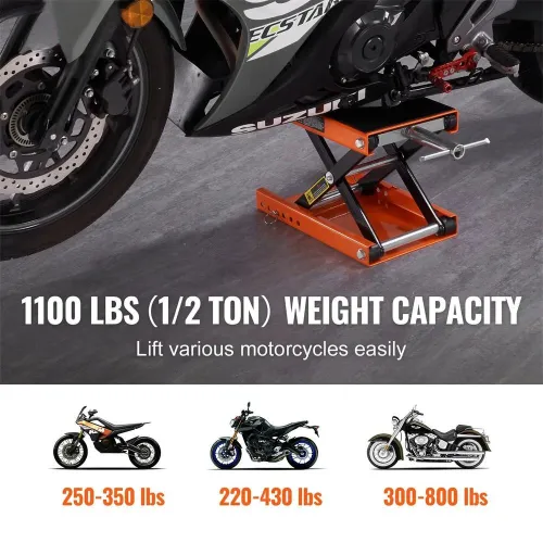 1100lbs Motorcycle Scissor Jack Lift 499.5 kg Wide Deck Hoist Stand for ATVs Bike