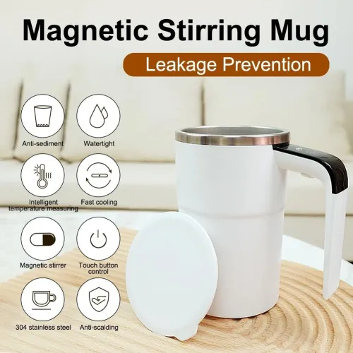 380ML Smart Magnetic Stirring Cup w/LCD & Temperature Detection Self-stirring Coffee Mug Magnetic Stirring Cup Rechargeable Automatic Mixing Cup for Coffee Tea Hot Chocolate