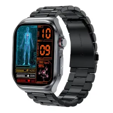 ET585 2.04inch AMOLED Display PPG+ECG Micro-physical Examination Function HRV Detection Heart Rate Blood Pressure Blood Oxygen Monitor Sleep Monitoring Blood Sugar Blood Component BMI Measurement Meto NFC Music Playback Waterproof Smart Watch