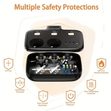 2500W 10A EU Plug Power Strip with 2AC+3USB-A+USB-C Fast Charger Multitap Electrical Wall Socket Extension Cord with On/Off Switch