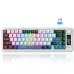 HXSJ L68 Three-Mode Wireless Gaming Keyboard with Display Screen and Multimedia Knob 68-keys RGB Light 2000mAh Battery Type-C Rechargeable 2.4G/BT1/BT2 Wireless Membrane Keyboards for PC Laptop Computer