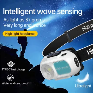 BIKIGHMotion Sensor Smart Head Mounted Headlights Strong Light Outdoor Long Battery Life Charging For Fishing Emergency Work For Night Fishing