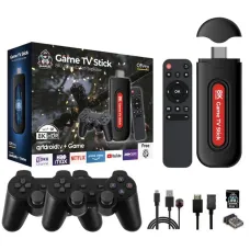 64G GAMESTREAM Q9Pro Android TV Game Stick with Dual Wireless Gamepads Amlogic S905Y2 36000+ Games Built-in Chromecasts Support WiFi-6 2-in-1 TV Game Player Console Set