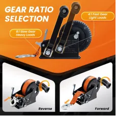 Heavy Duty 3500 lbs Boat Trailer Winch with 33 ft Strap Manual Winch with Grip Handle Dual Directional Ratchet - Ideal for Boats Jet Skis Trailers Marine