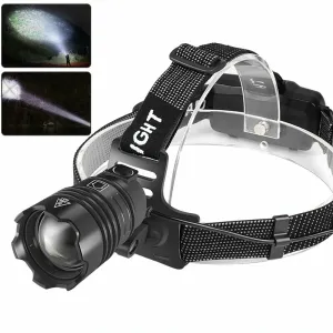 XHP70 Strong LEHeadlamp Type-USB Charging Outdoor Fishing Zoom Headlight Bike Running Search Head Lamp