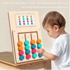Montessori Cognitive Learning Toy for Kids Wooden Color Shape Toy Early Brain Stimulation Logical Enlightenment Hand-eye Coordination Thinking Educational Toy