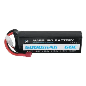 MARSLIPO 7.4V 5000mAh 60C 2S Lipo Battery T Plug for RC Car