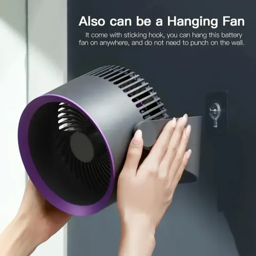 4000mAh Air Circulation Silent Fan Portable Air Circulator Fan 3 Speed Adjustment Battery Operated Fan Personal Table Fan for Home Office Bedroom