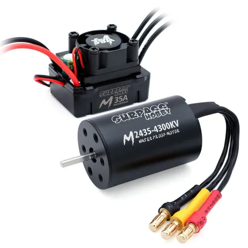 SURPASS-HOBBY M2430/M2435/M2440 All-Black Waterproof Brushless Motor M35A Waterproof ESC Motor and ESC For 1/18 RC Car Parts