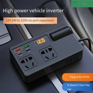 Car Inverter 12V 24V to 220V Multi-Function Socket Mobile Phone Charger 120W Car Power Converter with Smart Digital Display