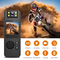 CS11 1080P Back Clip Camera Video Recorder 180 Degree Adjustable Lens Cycling Recorder Built-in LED Light WiFi Support 256GB TF Card Portable Sports Action Camera