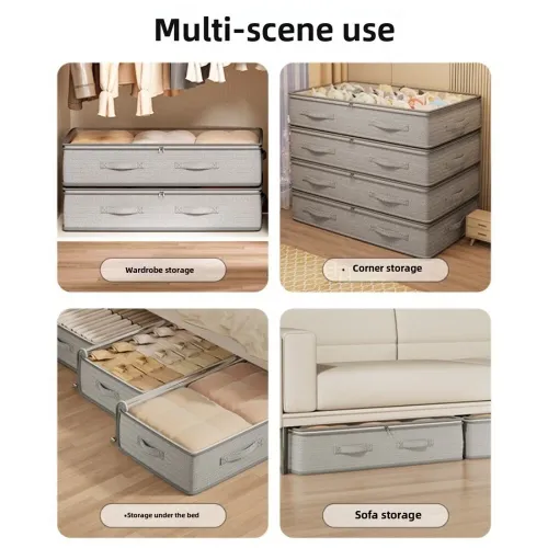 4PCS Large Capacity Under Bed Storage Bags Containers Space Saving Clothes Blanket Organizer Foldable Underbed Storages Bins