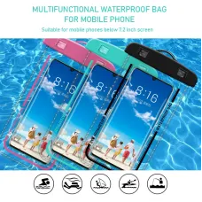 SZ-1 Universal 30M Waterproof Armband Phone Case Sealed Dry Bags Transparent Swimming Cell Phone Pouch Cover for 7.2inch Mobile Phone