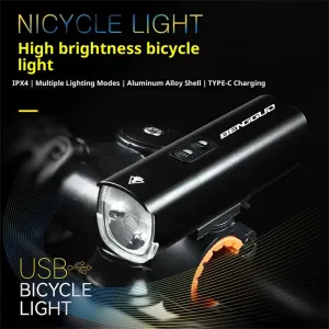 BENGGUO 1100LM Bicycle Headlight High-brightness IPX4 Waterproof Type-Charging 8 Modes Bike Front Light for MTB Night Riding Safety