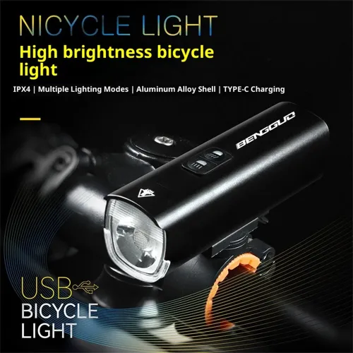 BENGGUO 1100LM Bicycle Headlight High-brightness IPX4 Waterproof Type-Charging 8 Modes Bike Front Light for MTB Night Riding Safety