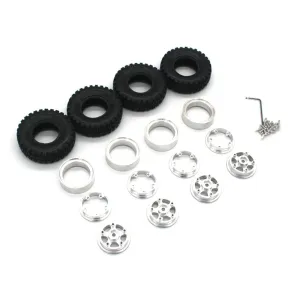 4PCS Upgraded Tires Metal Wheel Rims 7mm Hex for FMS 1/18 Fire Horse FJ Cruiser KATANA LC80 RC Car Vehicles Models Spare Parts