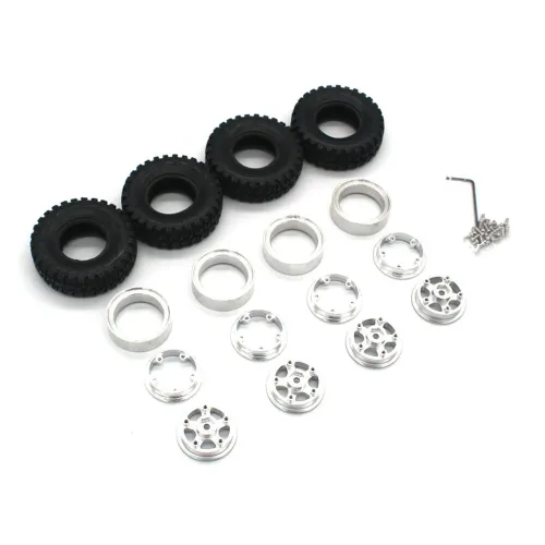 4PCS Upgraded Tires Metal Wheel Rims 7mm Hex for FMS 1/18 Fire Horse FJ Cruiser KATANA LC80 RC Car Vehicles Models Spare Parts