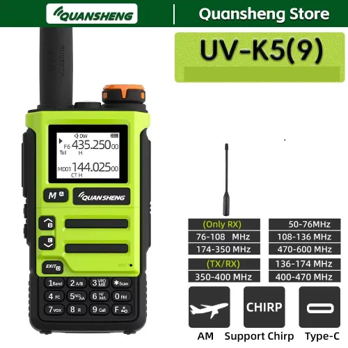 Quansheng UV-K5(9) 5W Walkie Talkie Long Range Transceiver Wireless Set Ham Amateur Receiver with AM FM Communication Two Way Radio
