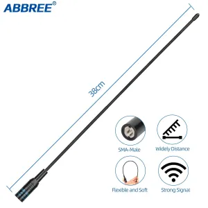 ABBREE AR-771 SMA-Female AR-771C SMA-Male Antenna Dual Band VHF/UHF High Gain Soft Whip Antenna For Baofeng UV-5R BF-888S UV10R UV-13 Pro Radio