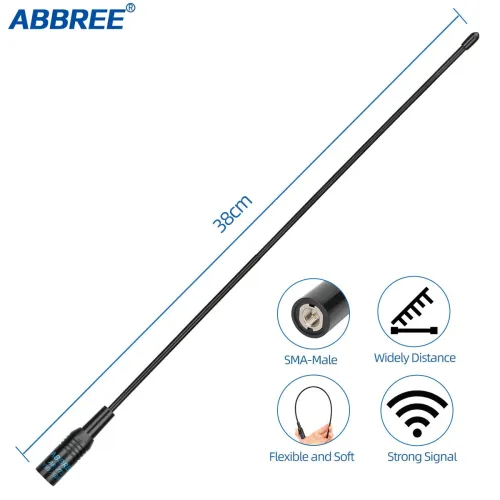 ABBREE AR-771 SMA-Female AR-771C SMA-Male Antenna Dual Band VHF/UHF High Gain Soft Whip Antenna For Baofeng UV-5R BF-888S UV10R UV-13 Pro Radio