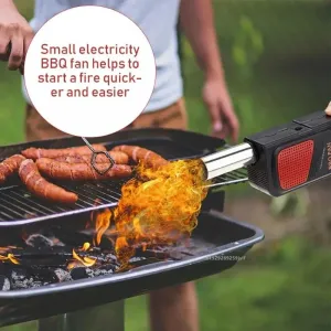 Electric BBQ Charcoal Ignition Tool Powerful Drum Fan Handheld Electric BBQ Fan Blower for Outdoor Camping BBQ Picnic Cooking Bakery BBQ Tools