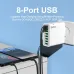 BK318 65W 8-Port USB Charger 8USB-A QC3.0 4.0+ PPS AFC FCP SCP SSCP Fast Charging Wall Charger Adapter EU Plug US Plug for iPhone 16 16Pro 15 14 13 Pro Max for Huawei Mate XT for Xiaomi 15pro