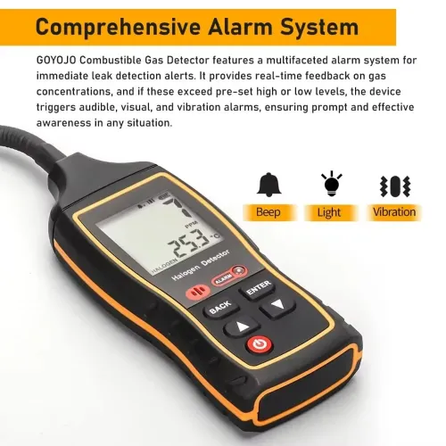 SNDWAY SW-743A Halogen Leak Detector for Car Refrigerants AC Freon CFC HCFC HFC LCD Display 1PPM Sensitivity 0-1000PPM Quick Response Adjustable Alarm