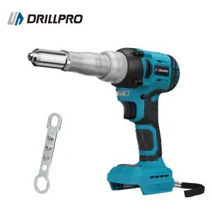 Drillpro 720W Brushless Electric Rivet Gun High Power Cordless Tool with 2000RPM Speed 588N.M Torque Suitable for 2.4~5.0mm Rivets Compatible with Mak 18V Battery Powerful Efficient Versatile